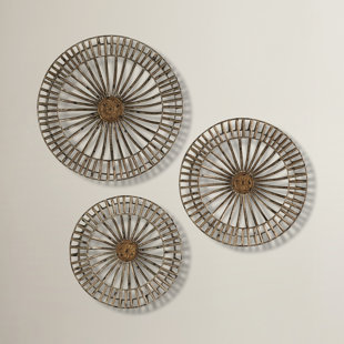 3 Piece Wall Accents You Ll Love Wayfair Metal Disc Wall Decor Set Of 3