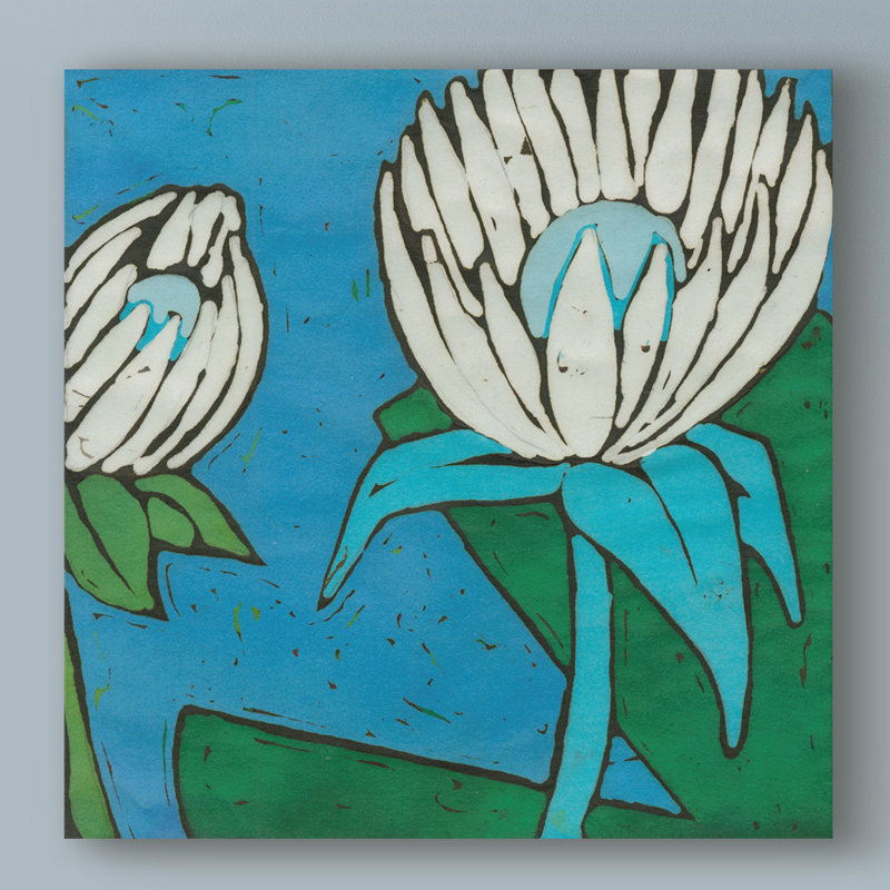 Winston Porter Turquoise Batik Botanical Iv Acrylic Painting