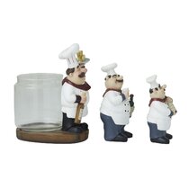 Fat Italian Chef Holding Welcome Sign Figurine 8" Tall Cute Kitchen Decor Gift 