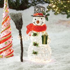 LED PRELIT LIGHTED GRAPEVINE SNOWMAN OUTDOOR CHRISTMAS Yard Decoration Display 