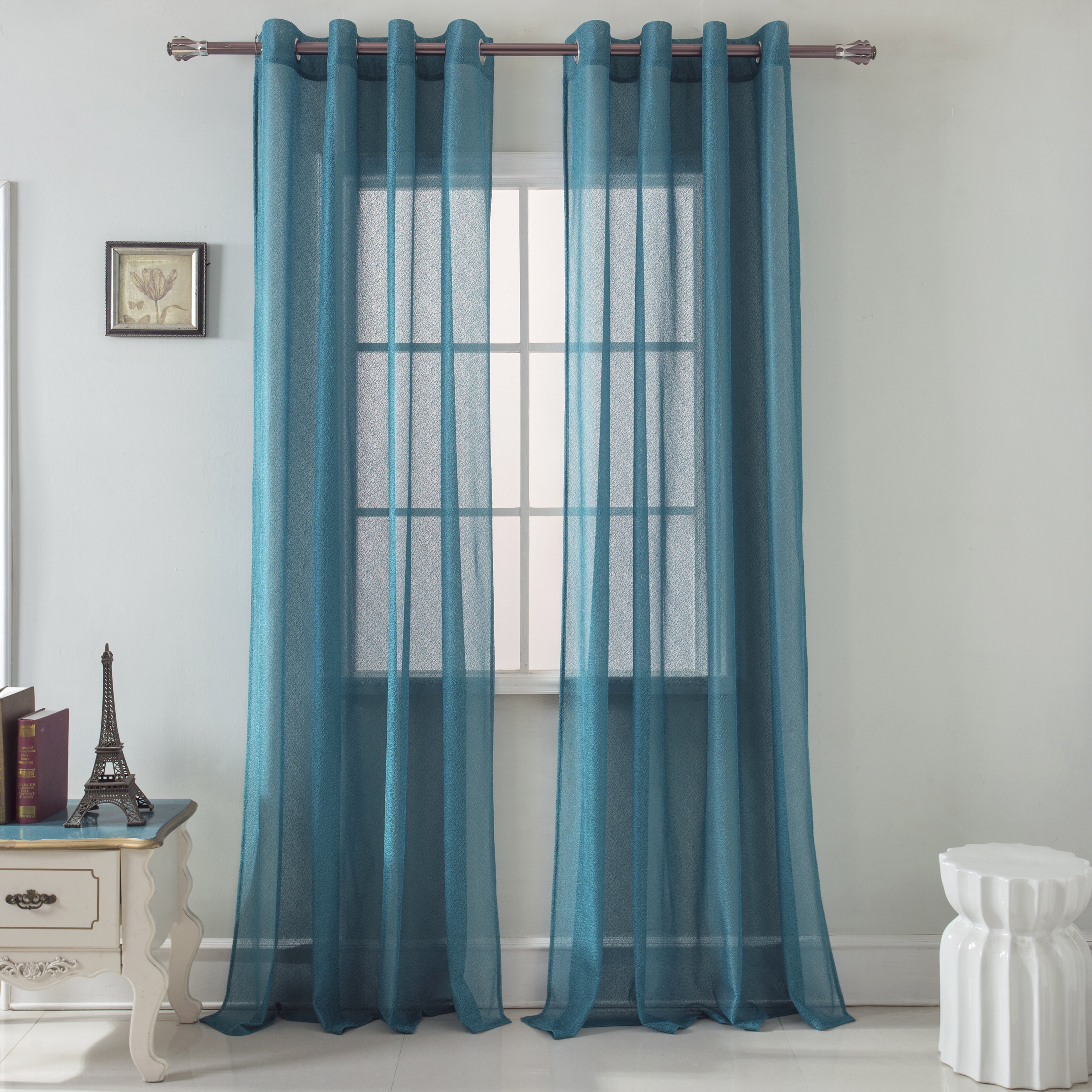 teal sheer curtains 96 inches long