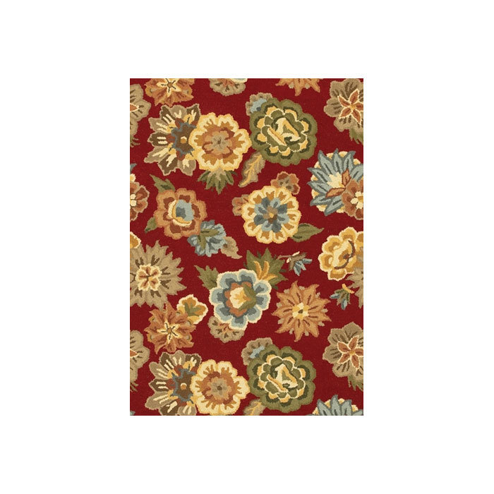 August Grove Helmetta Floral Handmade Tufted Wool Red Area Rug Wayfair