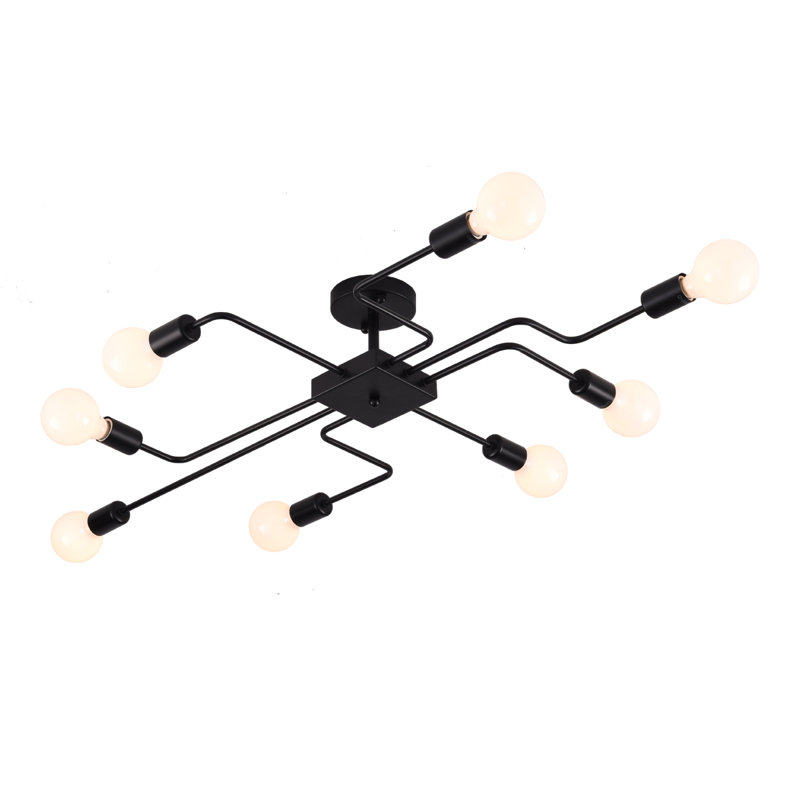Kasson 8 -Light 50.2" Semi Flush Mount Fixture Finish: Black Painted