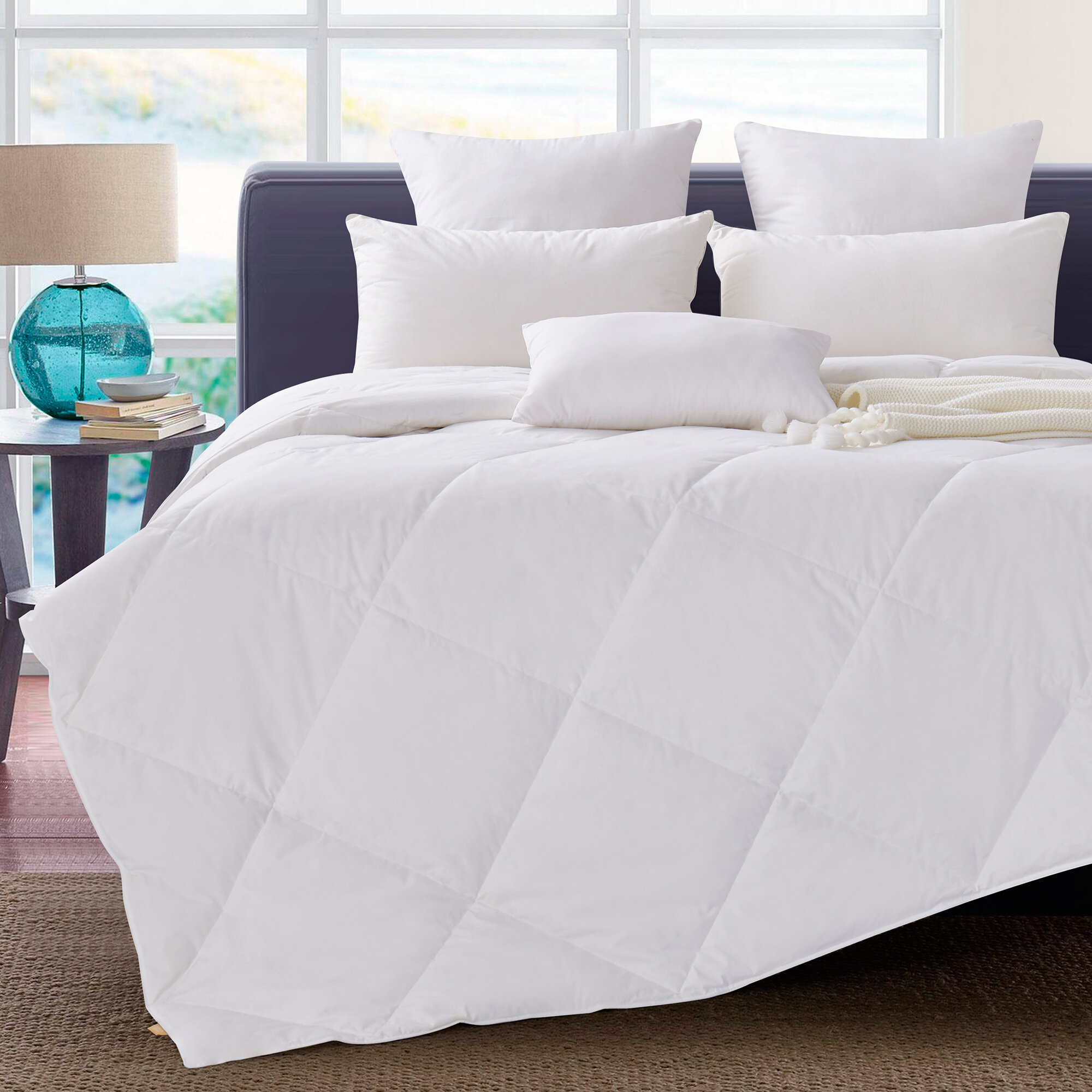 Cozy Beddings Full/Queen Down Alternative Comforter/Duvet Cover Insert White CB1149-Q Box Stitching Design Bed Cover 