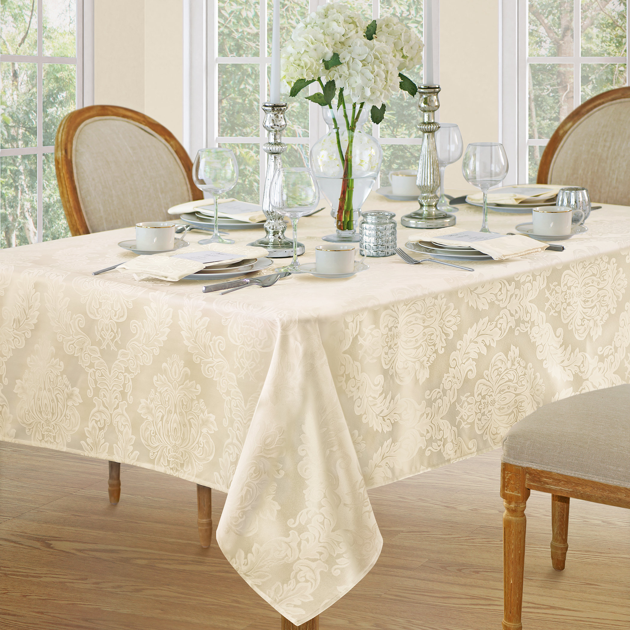 cream tablecloth