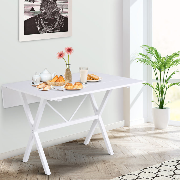 43" L Drop Leaf Folding 6-Person 3-Stage Versatile Dining Table 