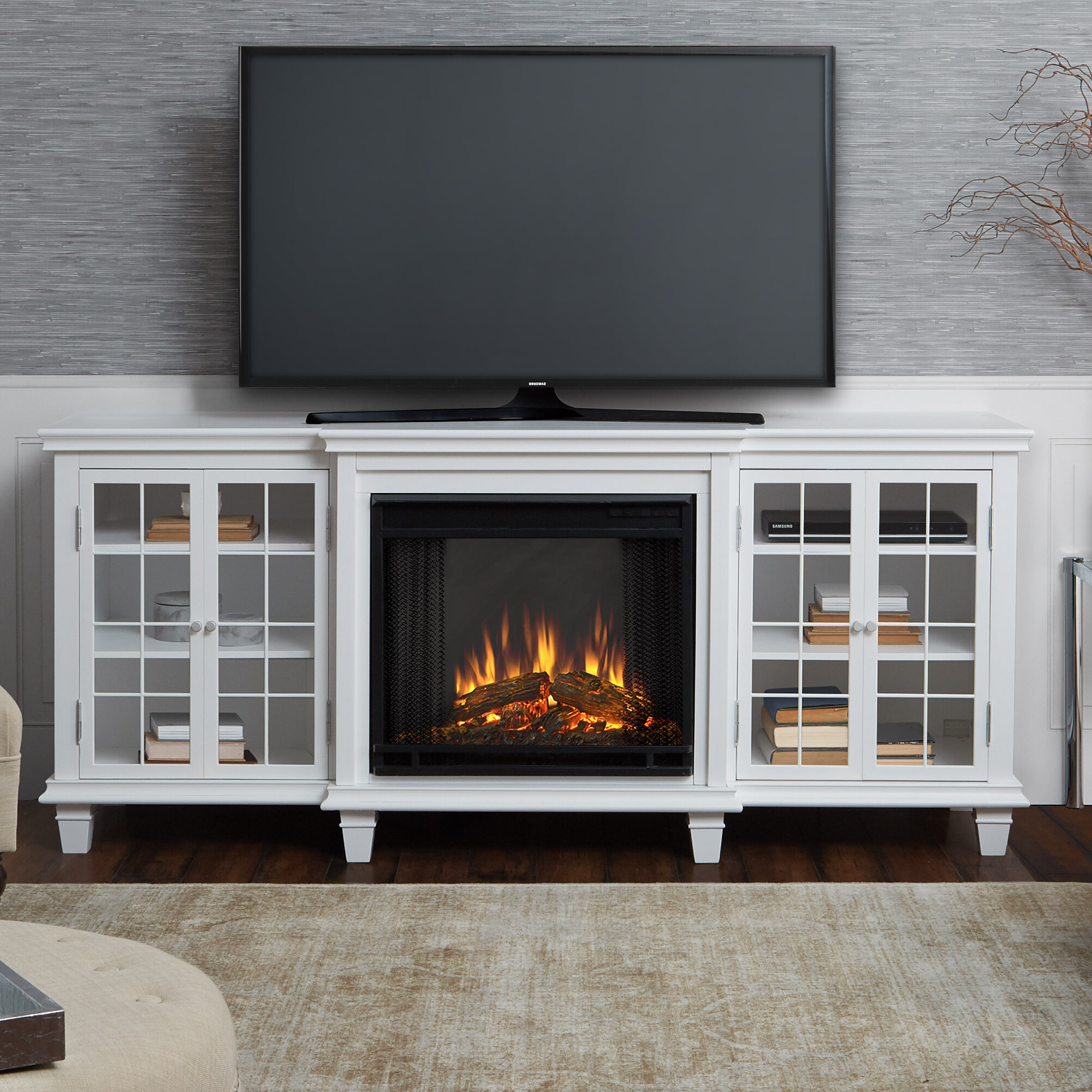 white electric fireplace tv stand costco