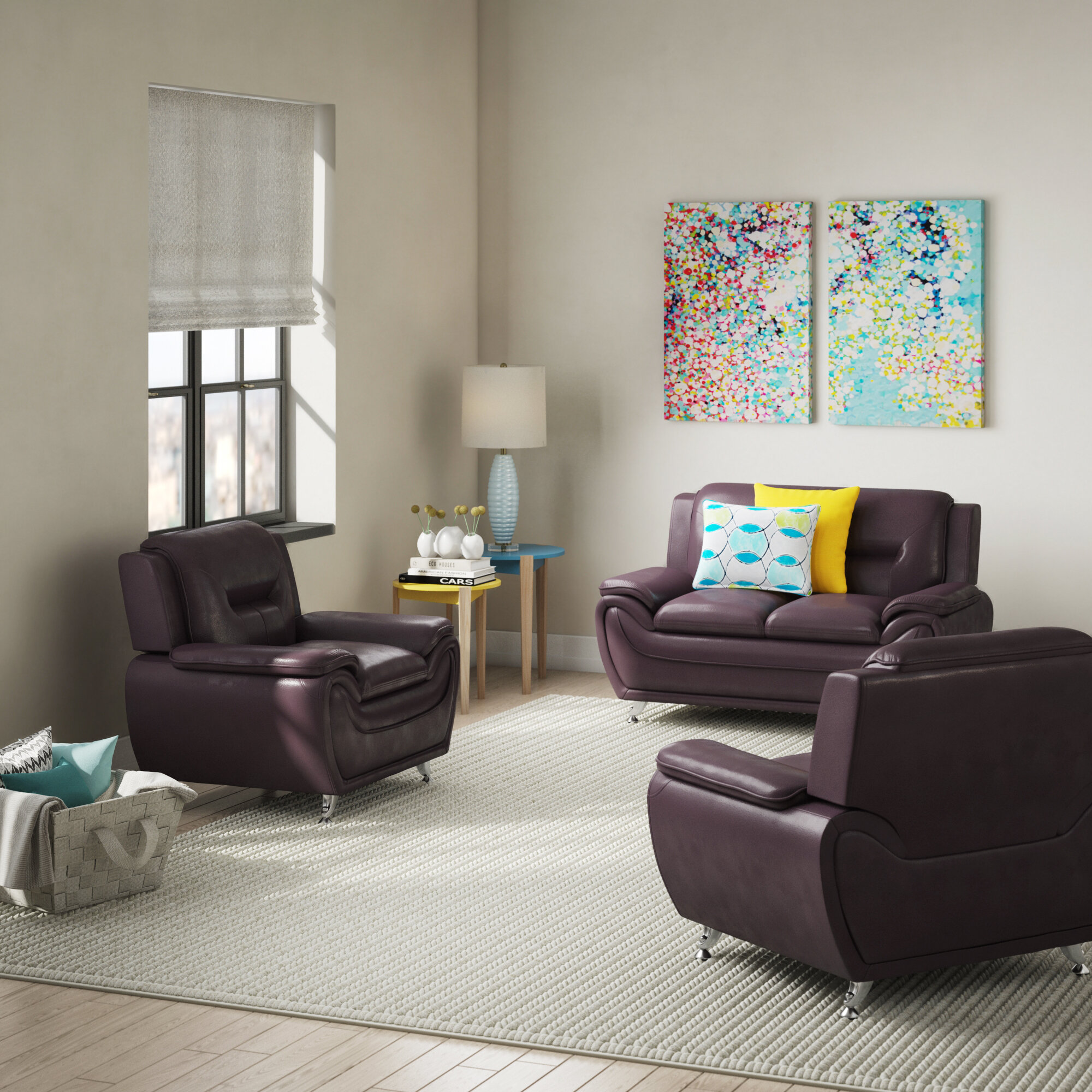 Orren Ellis Juliano Modern 3 Piece Living Room Set Reviews Wayfair