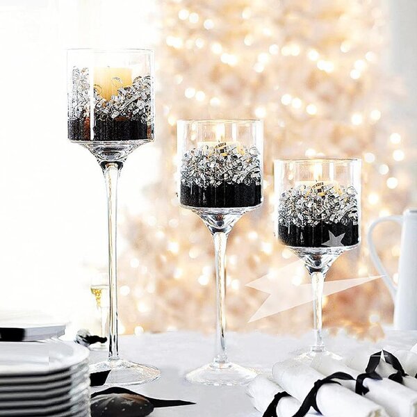 Set of 3 Elegant Tea Light Glass Candle Holders Party Wedding Table Centrepiece 