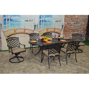Go to store & view more images Britt 7 Piece Sunbrella Dining Set with Cushions by Fleur De Lis Living