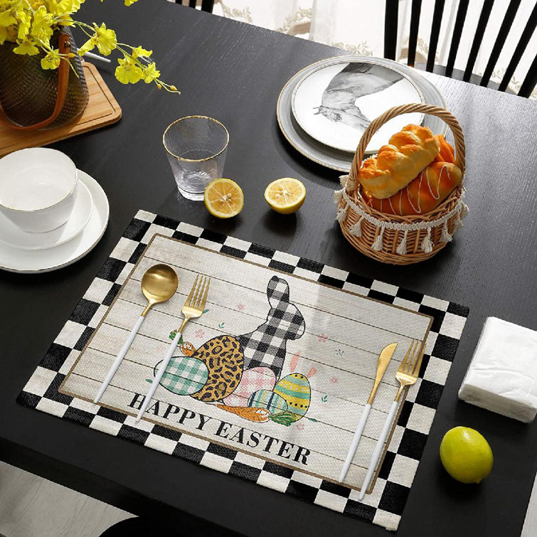 Dining Non-Slip Kitchen Table Mats Happy Easter Easter Placemats Bunny Eggs 