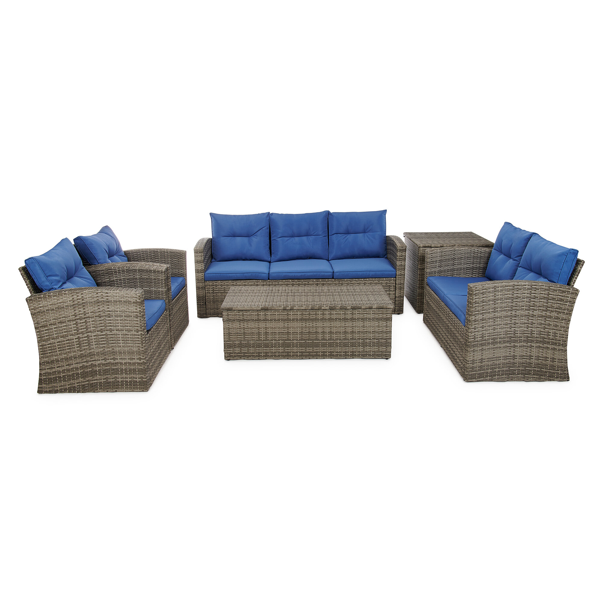 Latitude Run® Andreau Polyethylene (PE) Wicker 7 - Person Seating Group ...