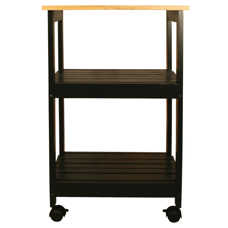 August Grove Allie Microwave Kitchen Cart With Butcher Block Top August Grove Allie Microwave Kitchen