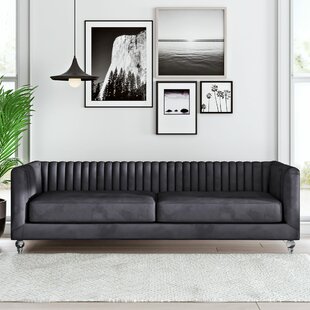 Draughn 89.4'' Velvet Rolled Arm Sofa with Reversible Cushions by Willa Arlo™ Interiors