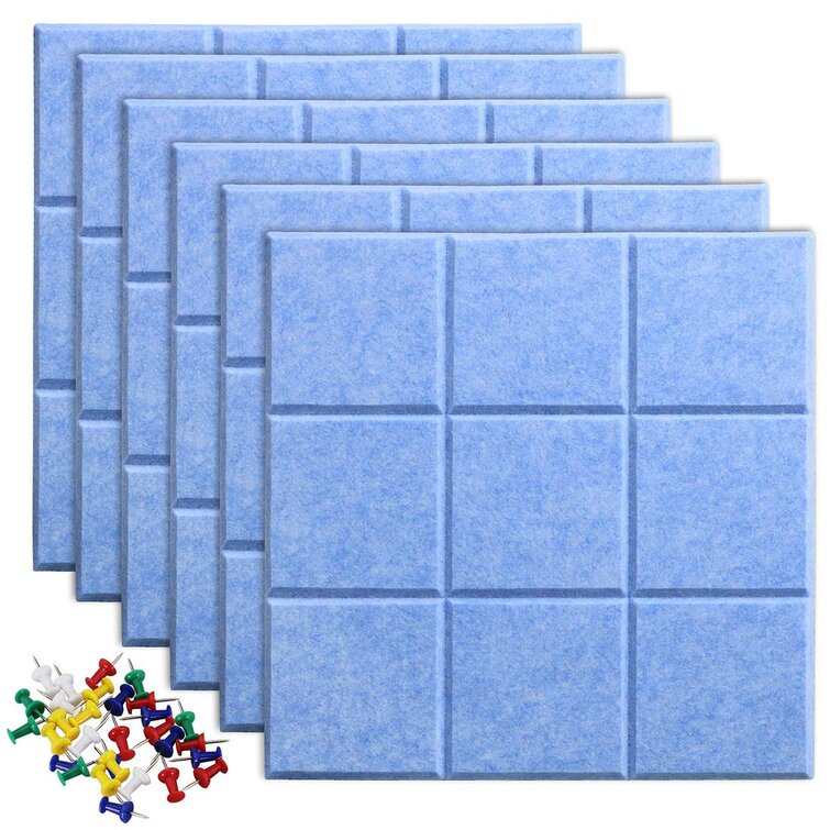 Uoisaiko Large Felt Board Tiles for Wall with 30 Push Pins 11.8x11.8 Pack of 6 Pin Board Notice Boards for Home Office Kitchen Bulletin Board Wall Tiles for Photos Memos 
