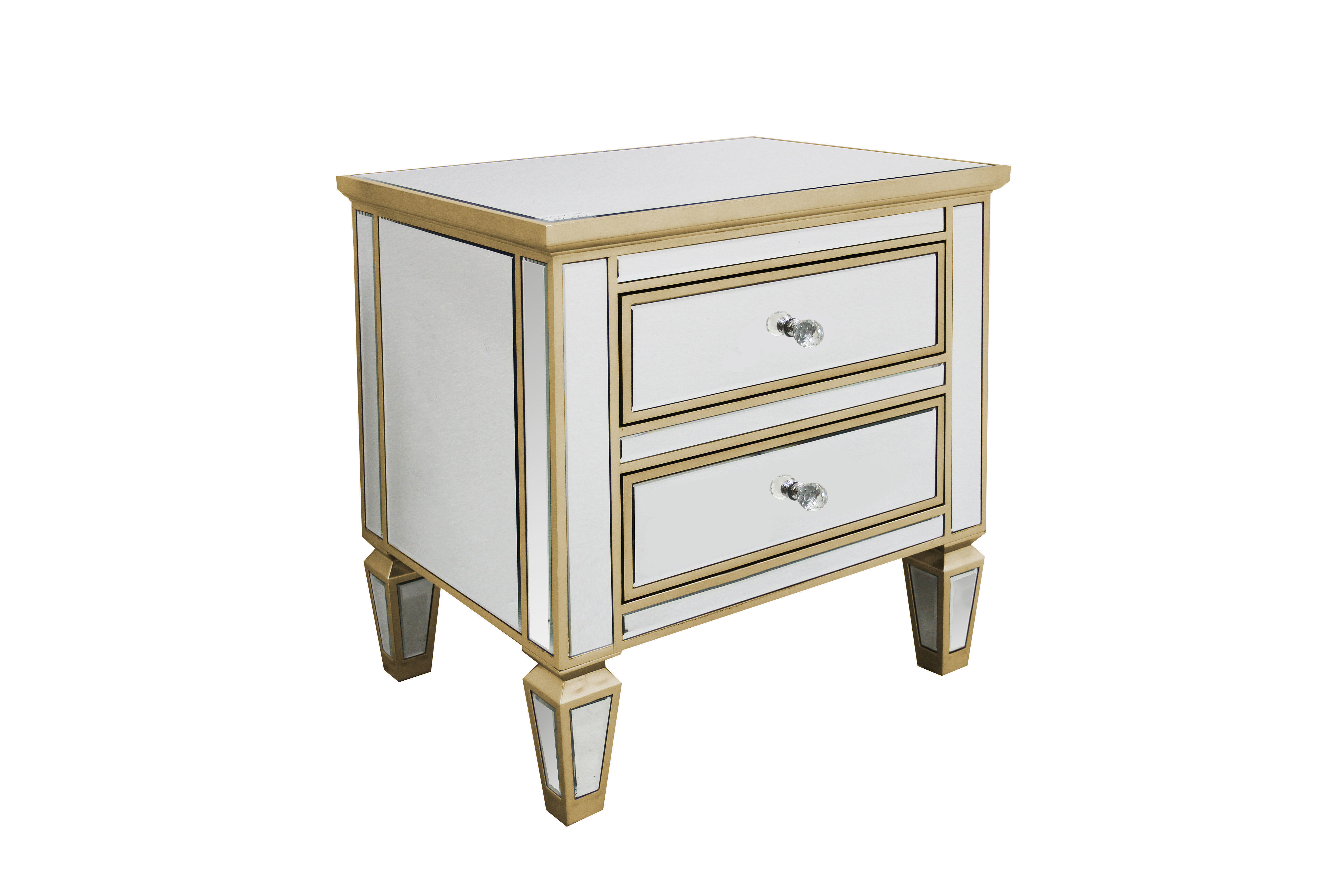 House Of Hampton Mccarroll Modern Mirrored 2 Drawer Nightstand Wayfair Ca