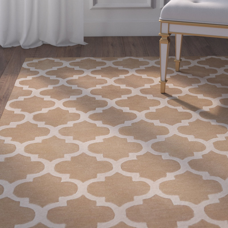 House Of Hampton Sampson Geometric Handmade Tufted Wool Beige Ivory Area Rug Wayfair