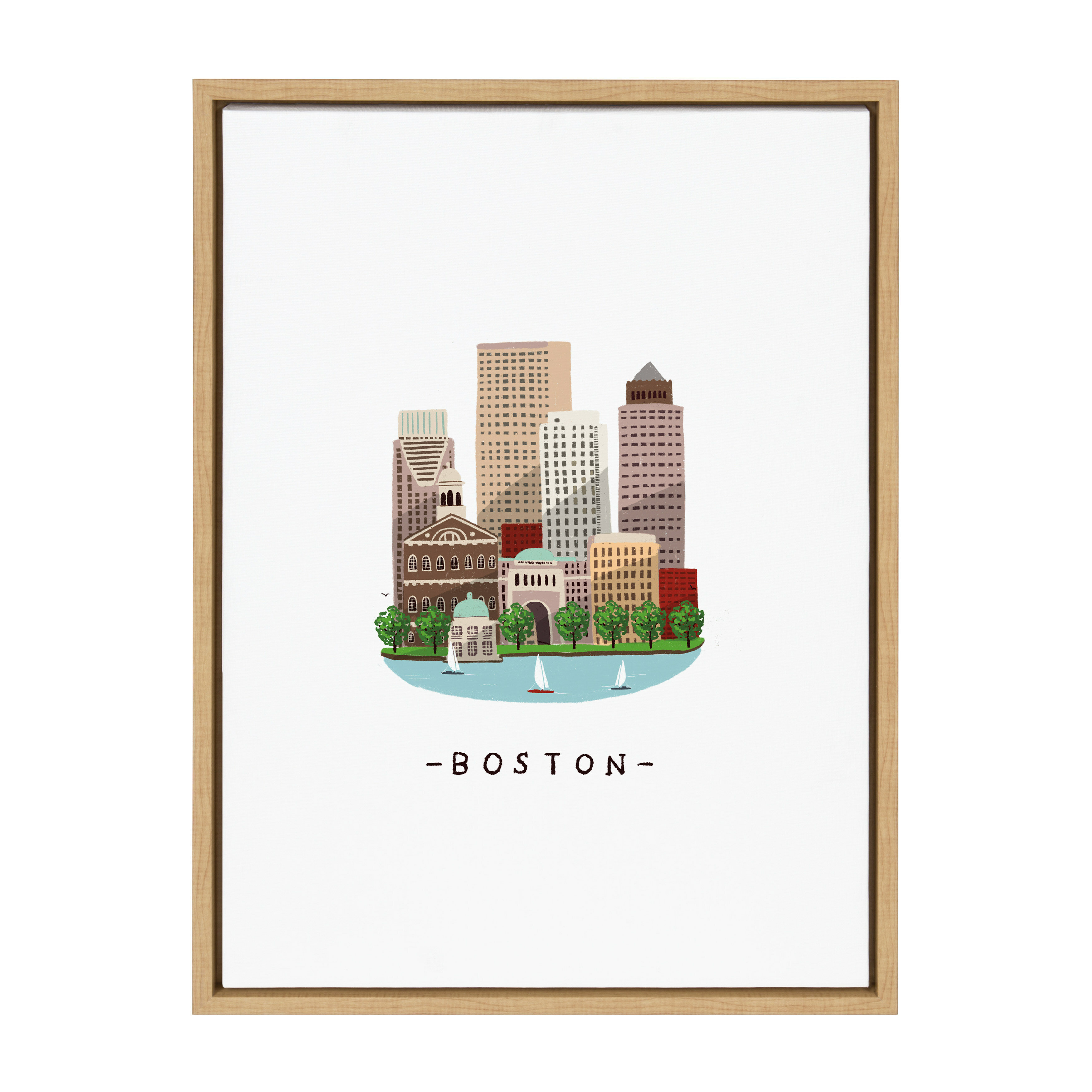 Corrigan Studio Boston Skyline Illustration By Maja Tomljanovic Floater Frame Painting Print On Canvas Wayfair