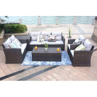 Wrought Studio Lecroy 7 Piece Sectional Set With Cushions Reviews Wayfair