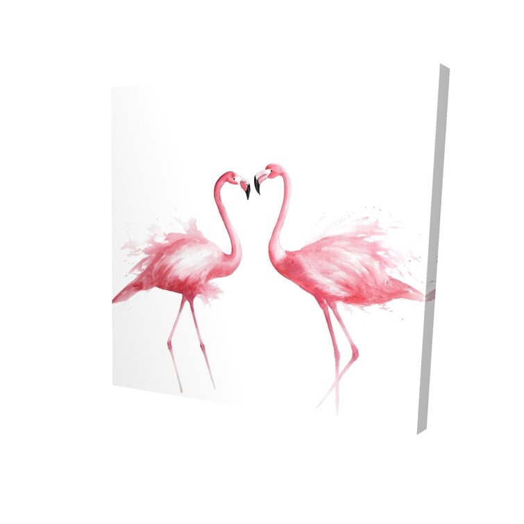 Bay Isle Home Two Pink Flamingo Wrapped Canvas Print Wayfair