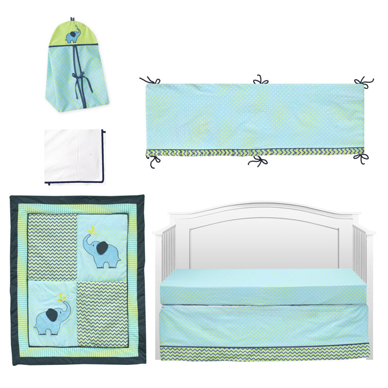 navy elephant crib bedding