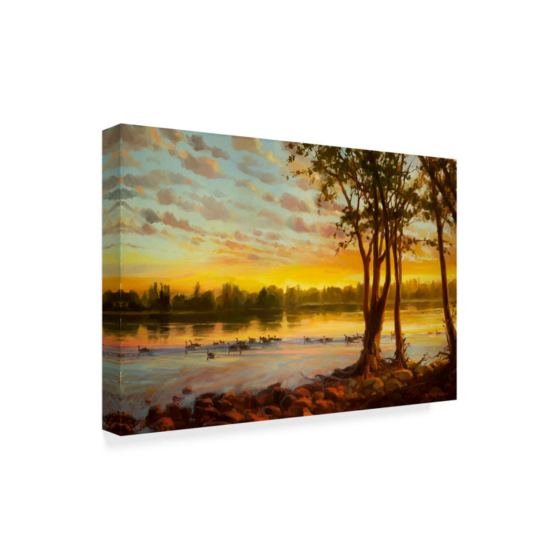 Trademark Art Sunrise On The Columbia Acrylic Painting Print On