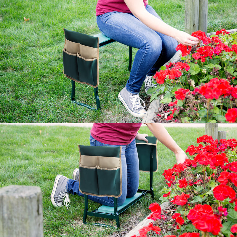 Pure Garden Gardening Kneeling Bench Foldable Foam Pad Stool For Kneelers 2 Tool Pouches Handles Comfort Protection For Planting Weeding By Pure Garden Wayfair