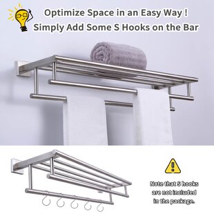Hot Double Single Towel Rail Rack Holder Wall Mounted Bathroom Home Shelf Chrome