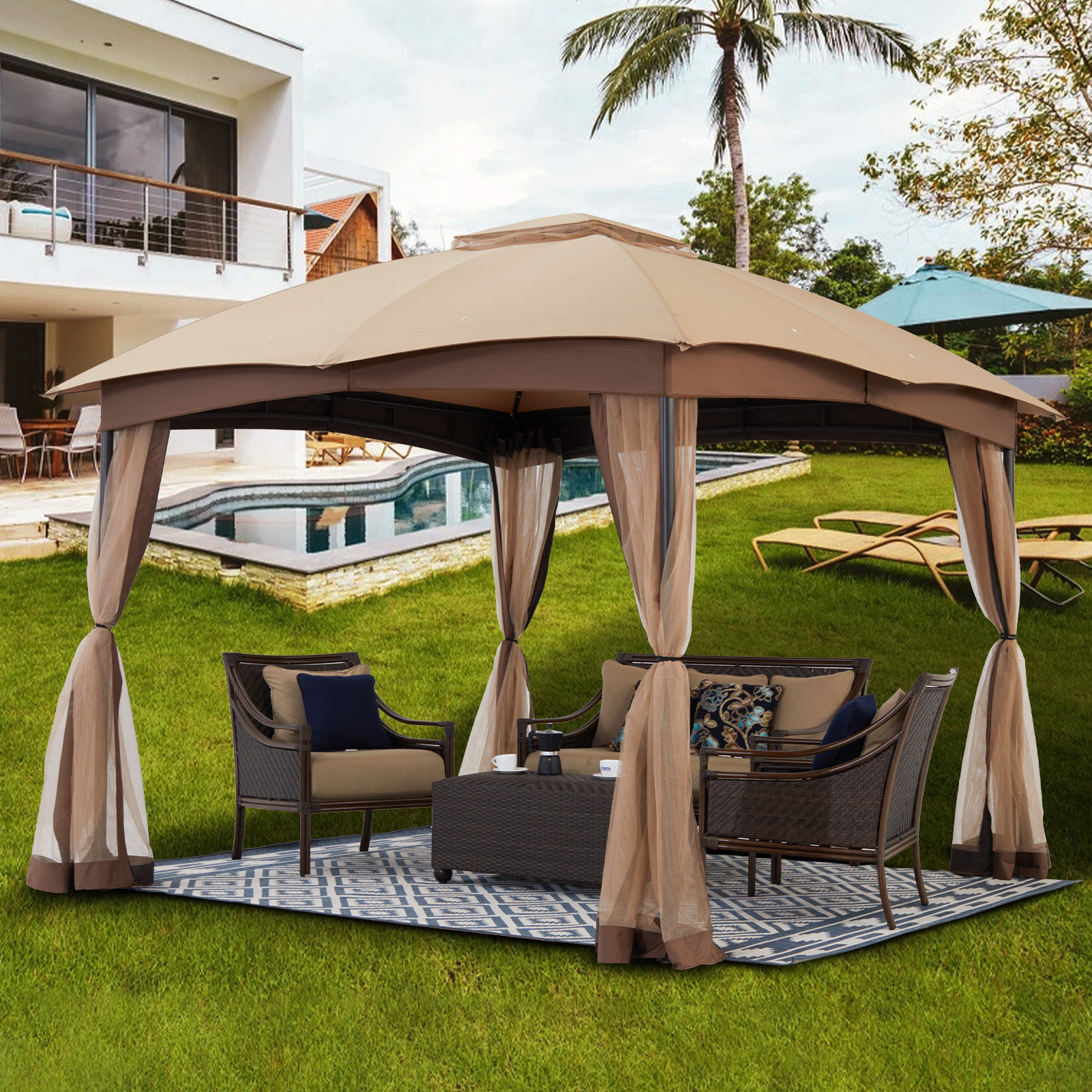 Patio Gazebo With Netting 