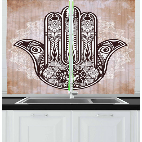 East Urban Home 2 Piece Culture Esoteric Luck Charm With Round Mandala Kitchen Curtain Wayfair