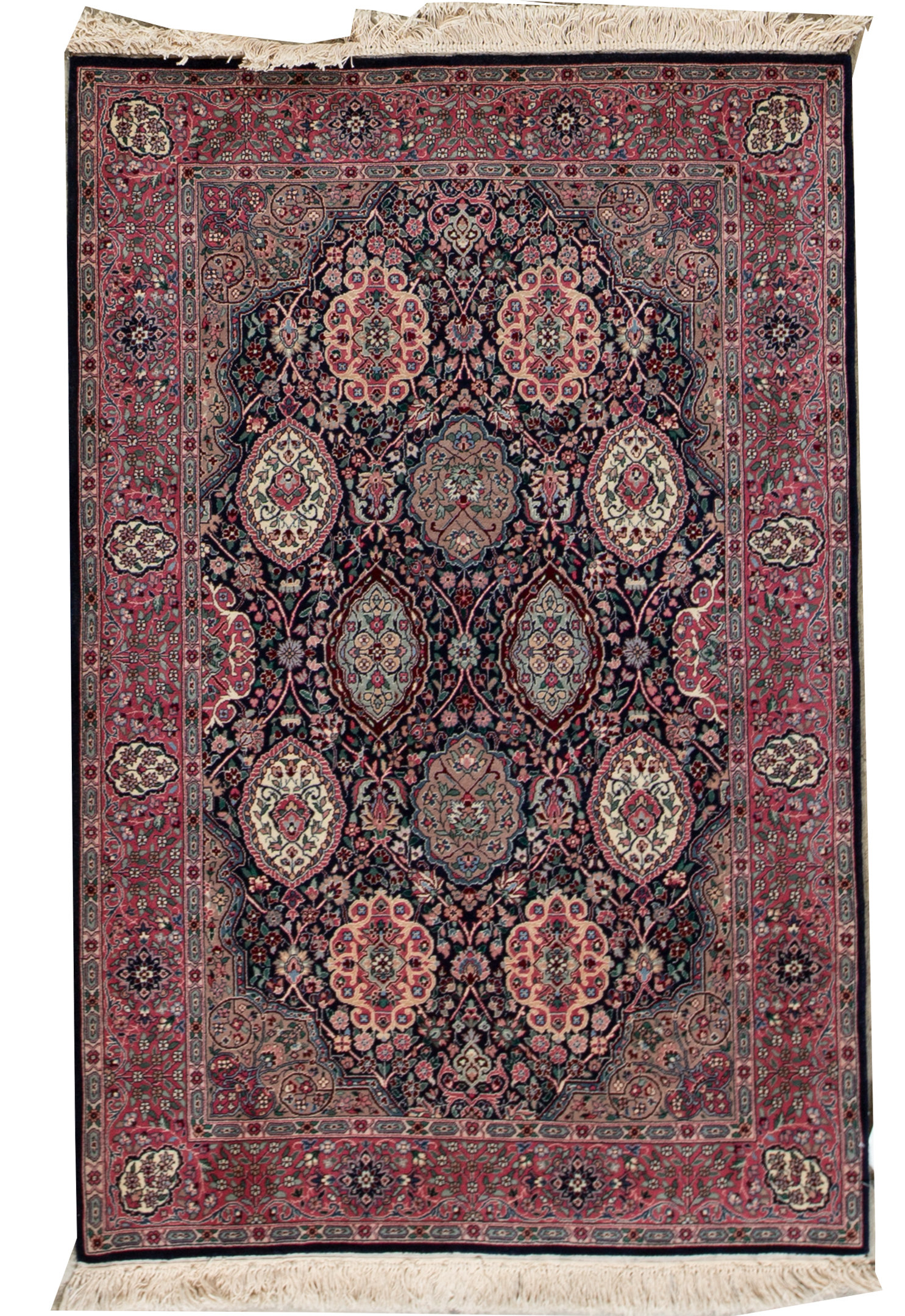 Bokara Rug Co Inc Shah Oriental Hand Knotted Wool Navy Beige Area Rug Wayfair