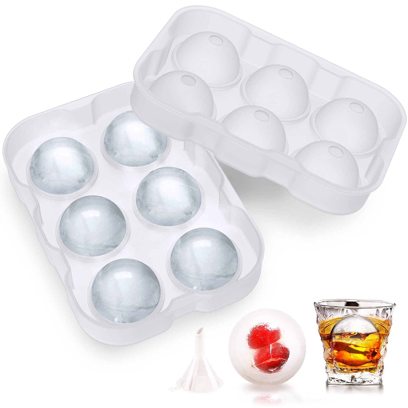 4 Cavity Bar Sphere Ice Cube Mould Mold Ball Freezer Maker Tray Whiskey DIY