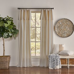 Hand-Appliqued Curtain Panel Remarkable White Cotton With All-Over Design 84" 