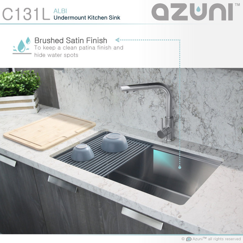 Azuni 30 L X 19 W Undermount Kitchen Sink With Basket Strainer Reviews Wayfair