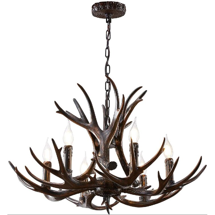 American Deer Horn Antler Resin Pendant Light Chandelier Hanging Lamp Fixture 
