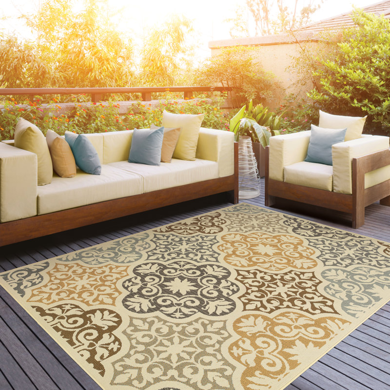 The Conestoga Trading Co Colton Floral Ivory Indoor Outdoor Area Rug Reviews Wayfair