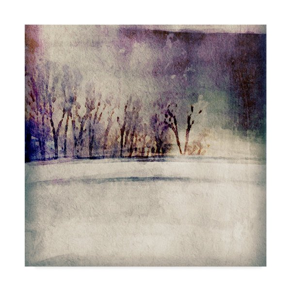 Ebern Designs Winter Trees Under Purple Sky Acrylic Painting