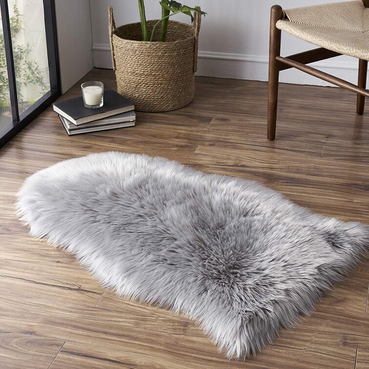 Faux Fur Sheepskin Soft Fluffy Rug Area Rugs Floor Hairy Carpets for Room Gray