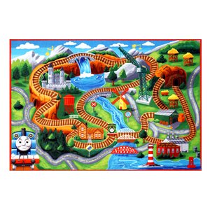 Hit Thomas Polyester Orange/Green Kids Rug