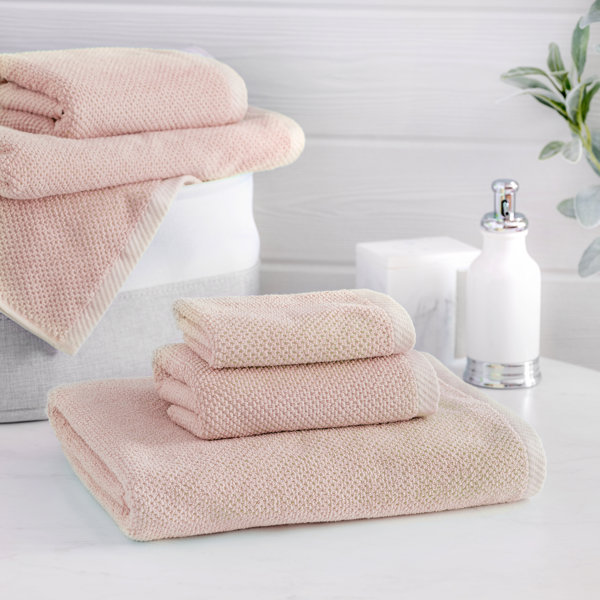 pink and grey bath towels