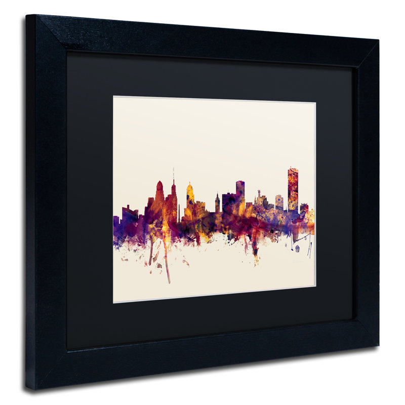 Trademark Art Buffalo Ny Skyline Framed Graphic Art On Canvas Wayfair Buffalo ny skyline print pastel city of buffalo watercolor | etsy. wayfair com