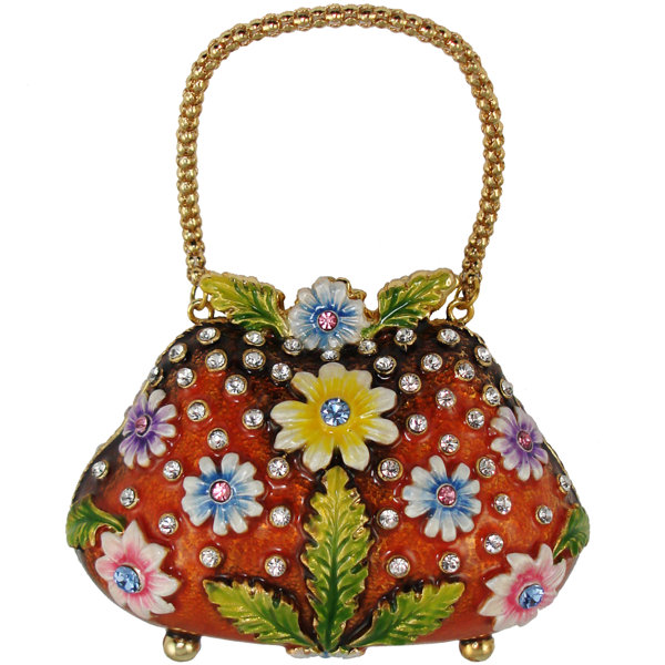 Rosdorf Park Bag Purse Fl Enamelled Oxidized Bronze Jewelry Rosdorf Park Bag Purse Fl Enamelled