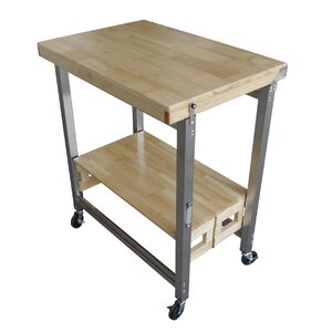 Kitchen Cart with Wood Top