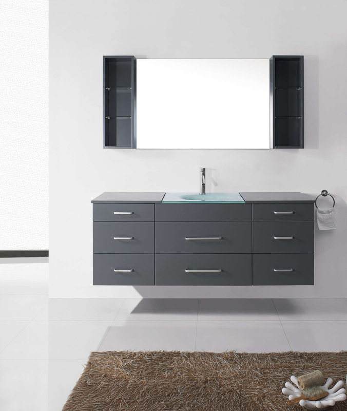 Bathroom Vanity Glass Top virtu usa colombo 63" single bathroom vanity set with tempered Bathroom Vanity Glass Top virtu usa colombo 63" single bathroom vanity set with tempered