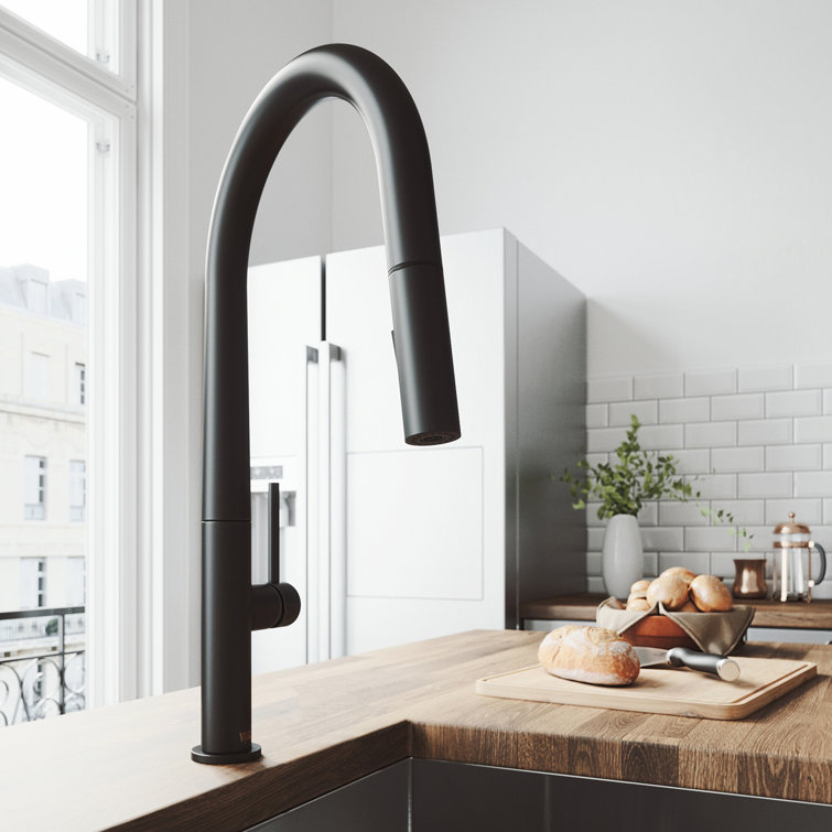 Black single handle kitchen faucet