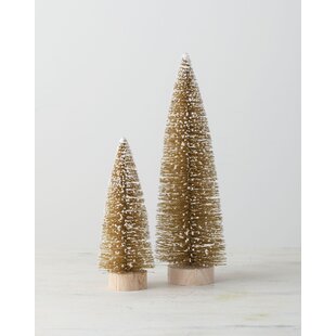 LOT 14 Mini FOREST MIX Miniature Sisal Bottle Brush Snow Flocked Christmas Trees 