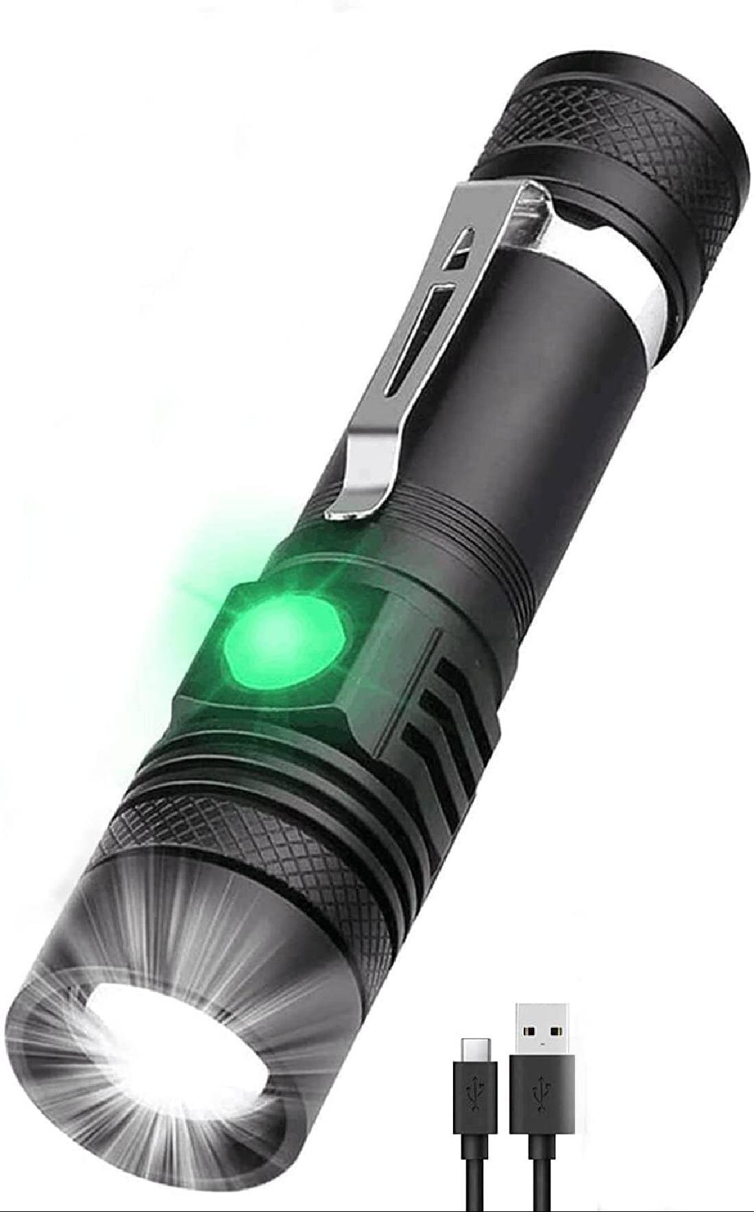 Rechargeable LED CREE Flashlight Alloy Body Wall Charger 500m Range 6 Hour Life 