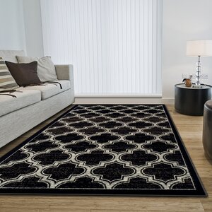 Angelita Trellis Black Area Rug