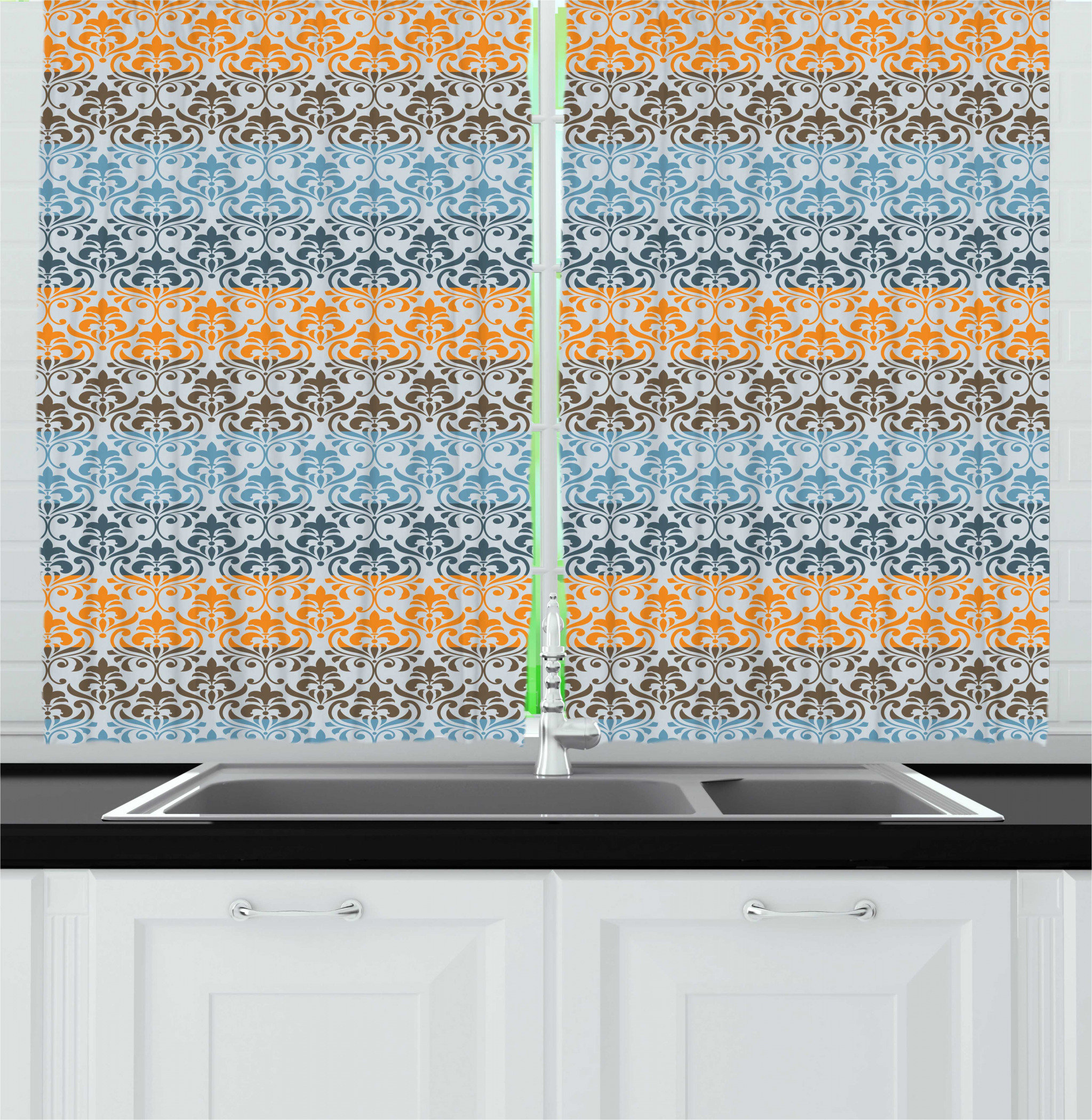 Art Kitchen Curtains 2 Panel Set Window Drapes 55 X 39 By Ambesonne
