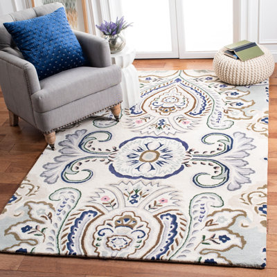Red Barrel Studio® Haryan Ikat Handmade Tufted Wool Gray ...